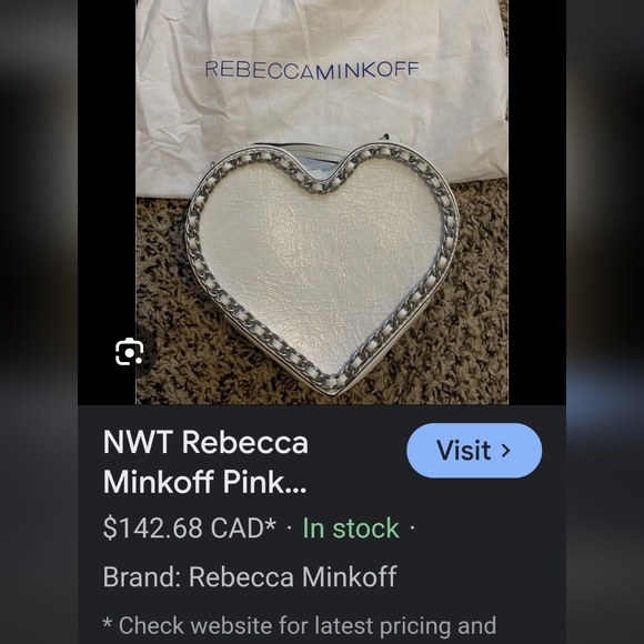 Heart Shaped Black Leather Silver Chain Rebecca Minkoff Designer Crossbody Bag - Picture 2 of 8